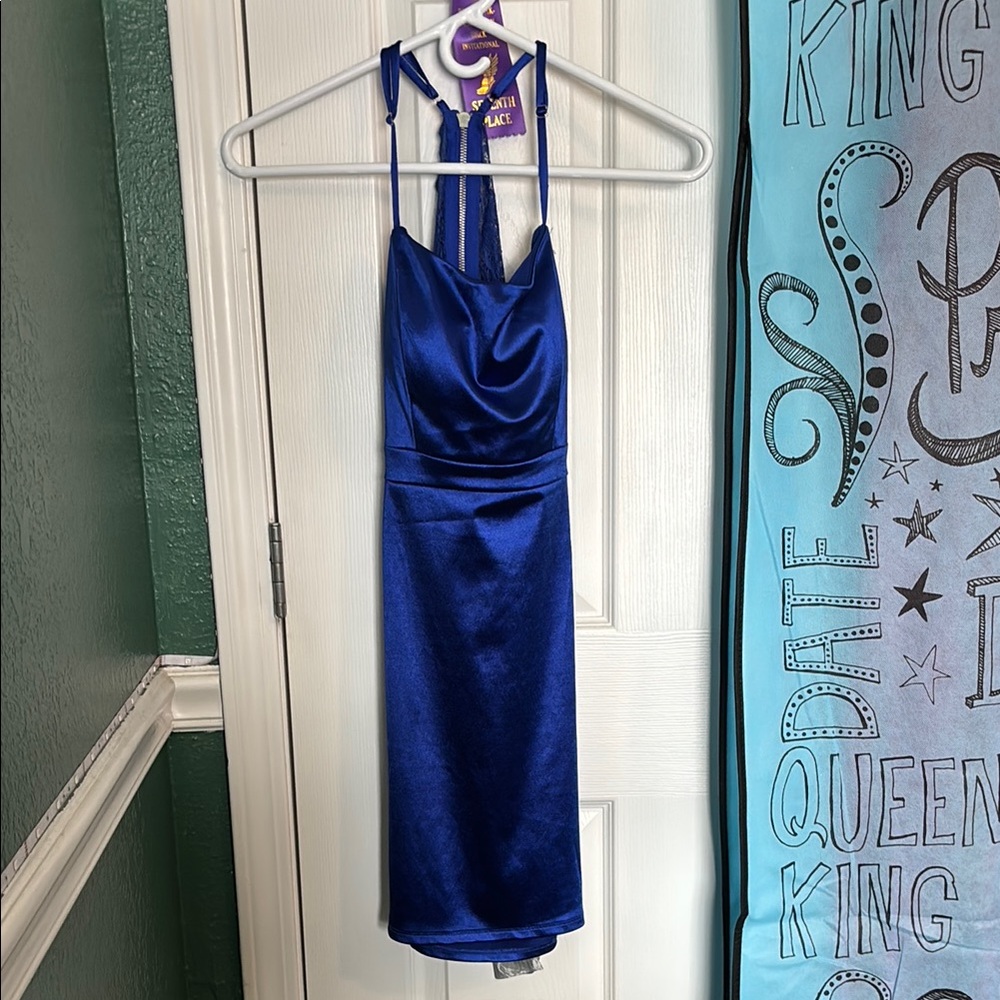 Elegant Blue Satin Dress